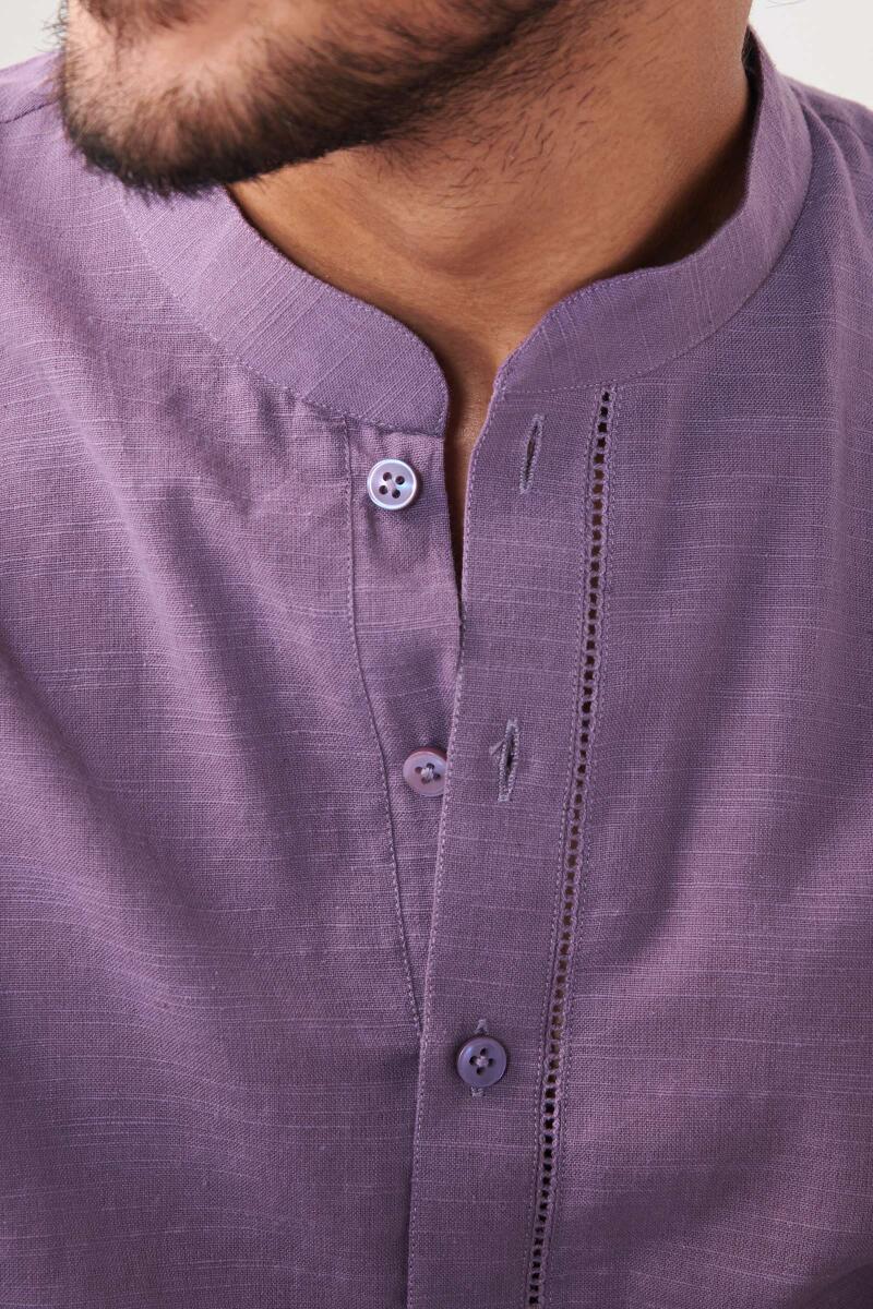 Zaid Purple Handloom Kurta - Image 2