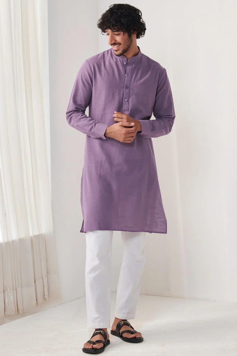 Zaid Purple Handloom Kurta - Image 3