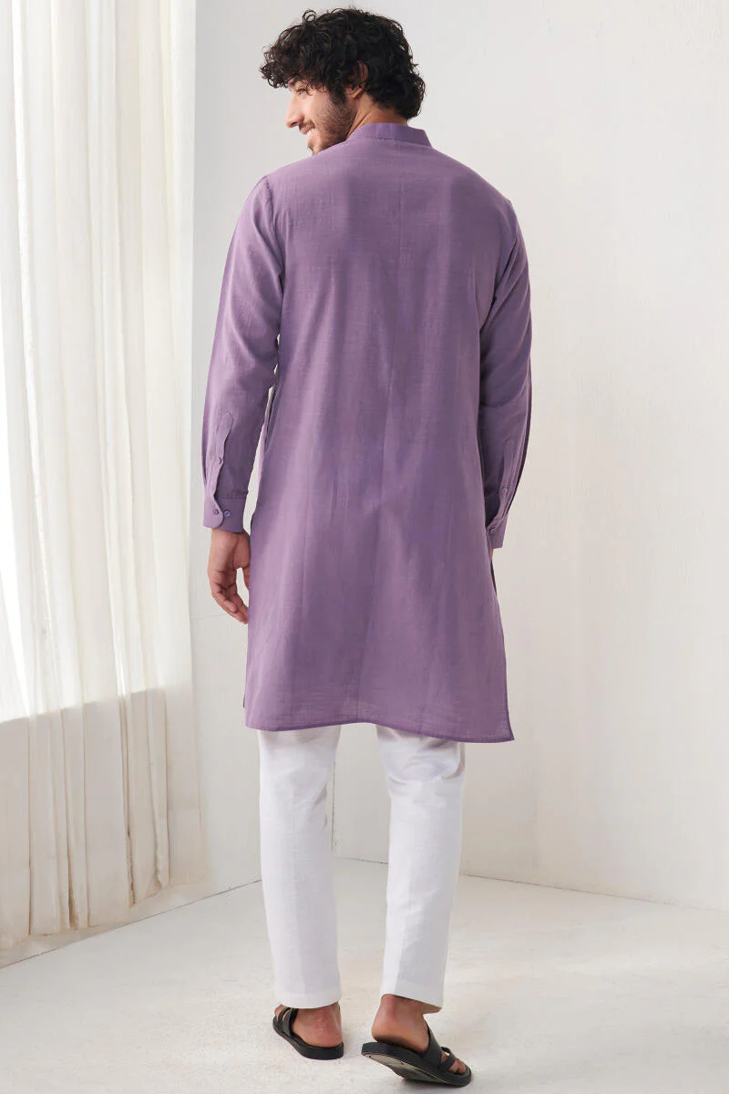 Zaid Purple Handloom Kurta - Image 6