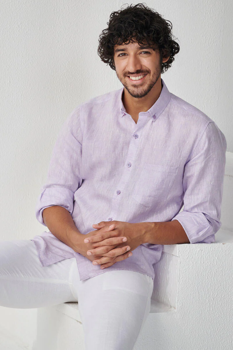 Zaid Purple Linen Shirt - Image 5