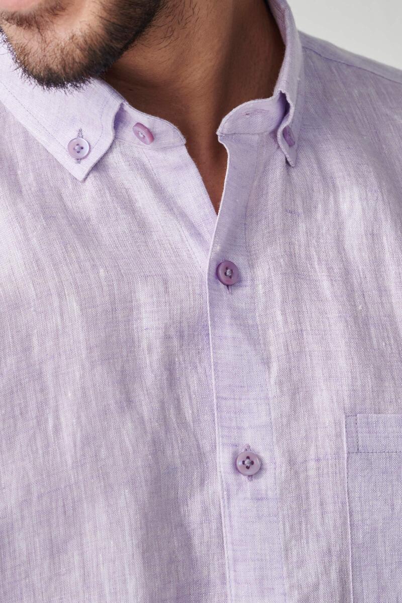 Zaid Purple Linen Shirt - Image 2