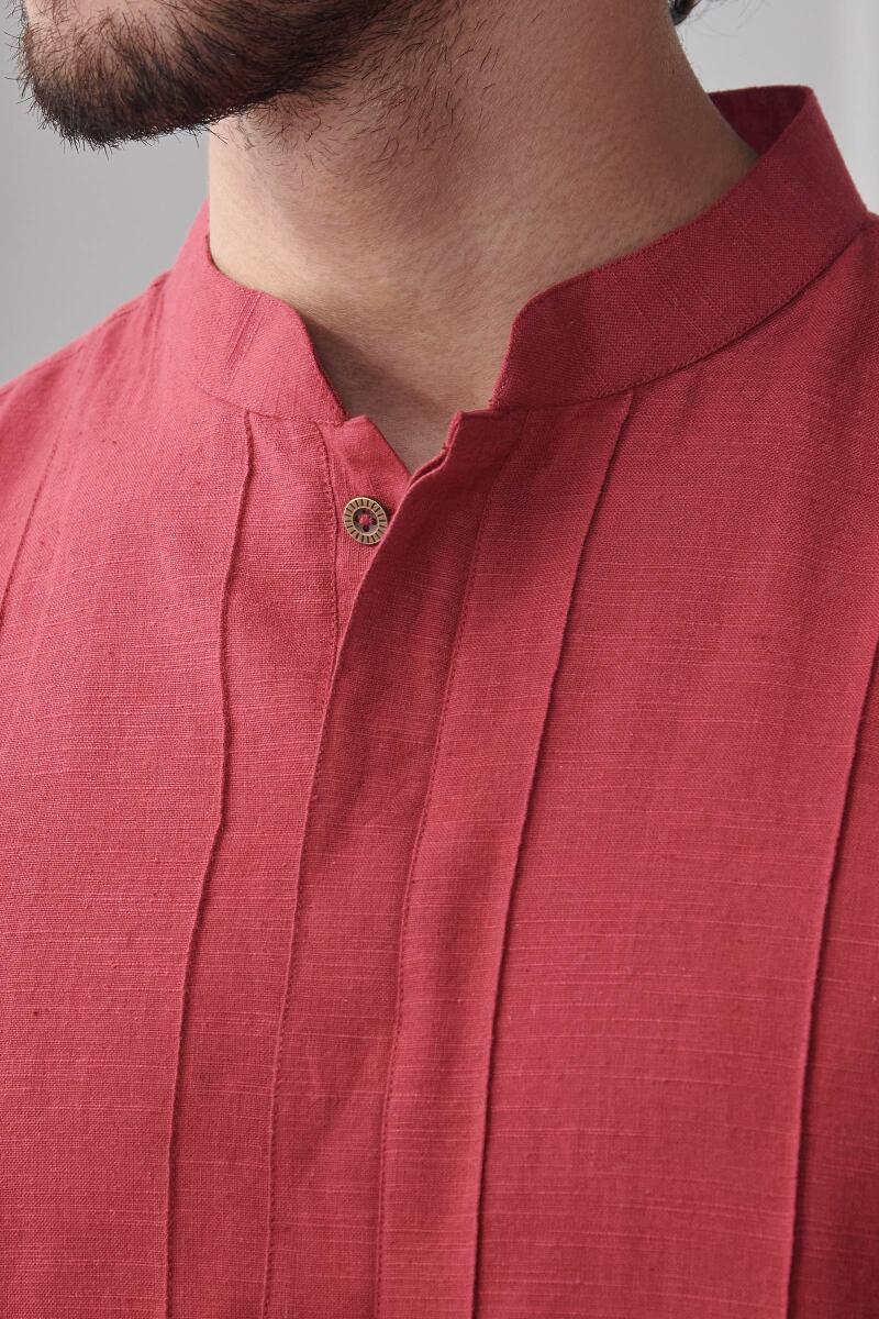Zaid Red Handloom Kurta - Image 2