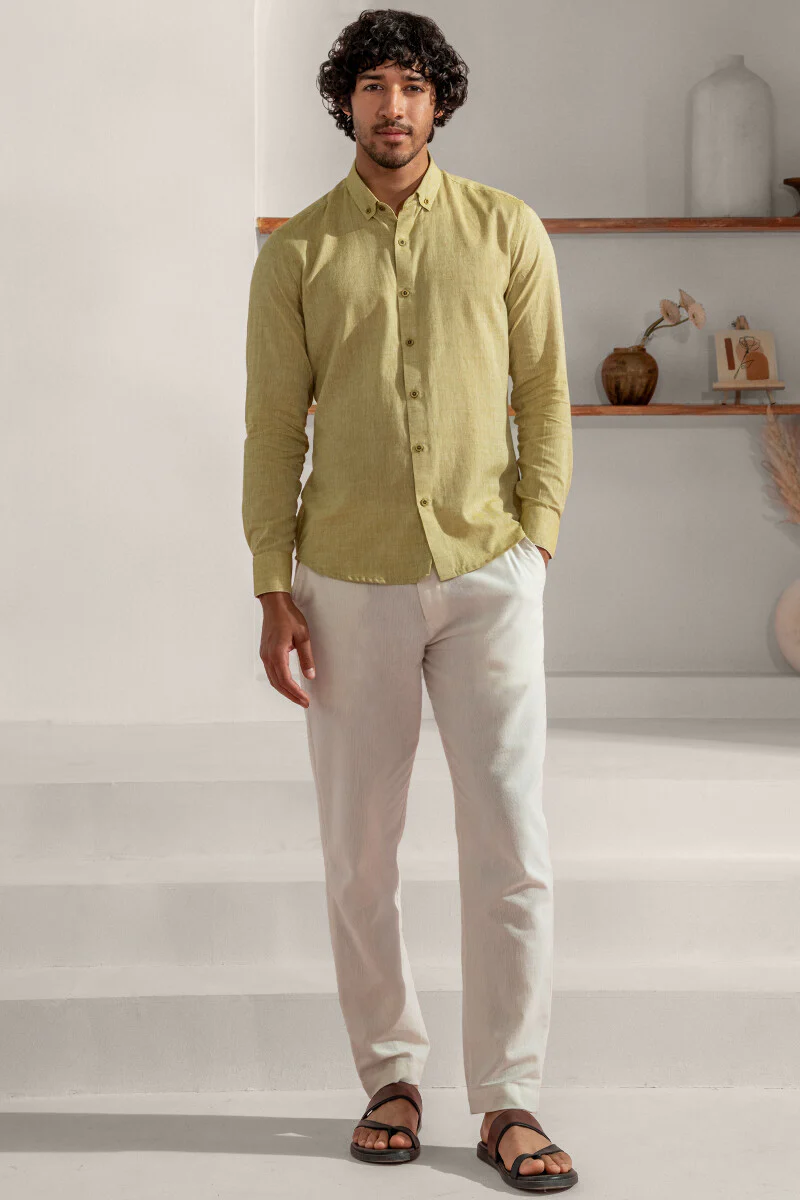 Zaid Sage Green Handloom Shirt - Image 3