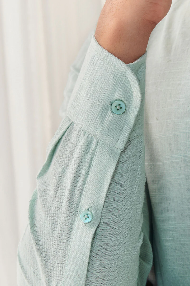 Zaid Sky Blue Handloom Kurta - Image 4