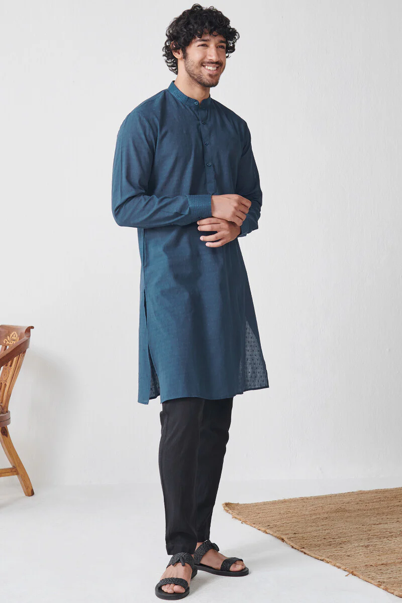 Zaid Vivaan Blue Ram Buta Kurta - Image 3
