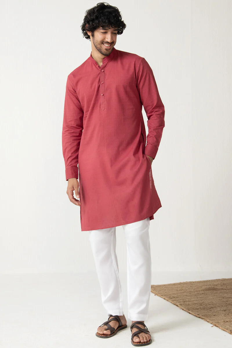 Zaid Vivaan Red Ram Buta Kurta - Image 3
