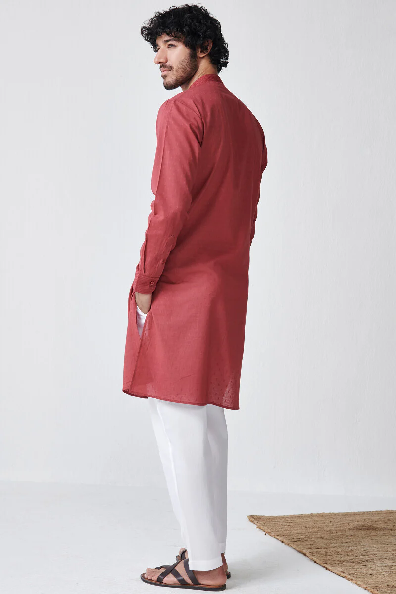 Zaid Vivaan Red Ram Buta Kurta - Image 6