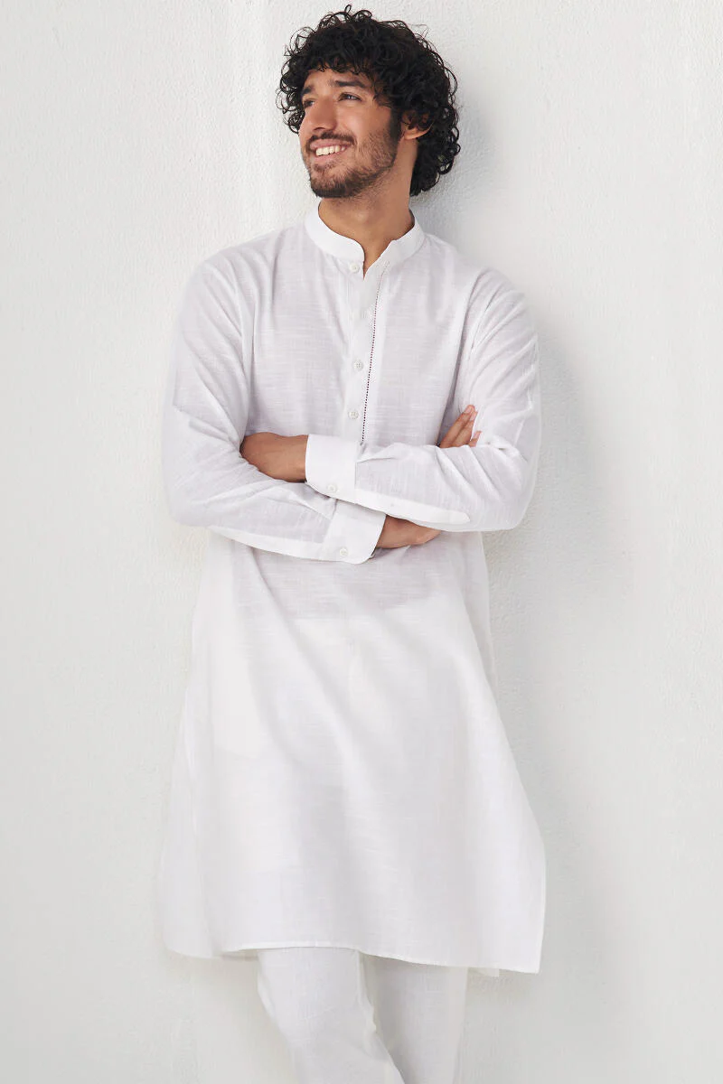 Zaid White Handloom Kurta - Image 5