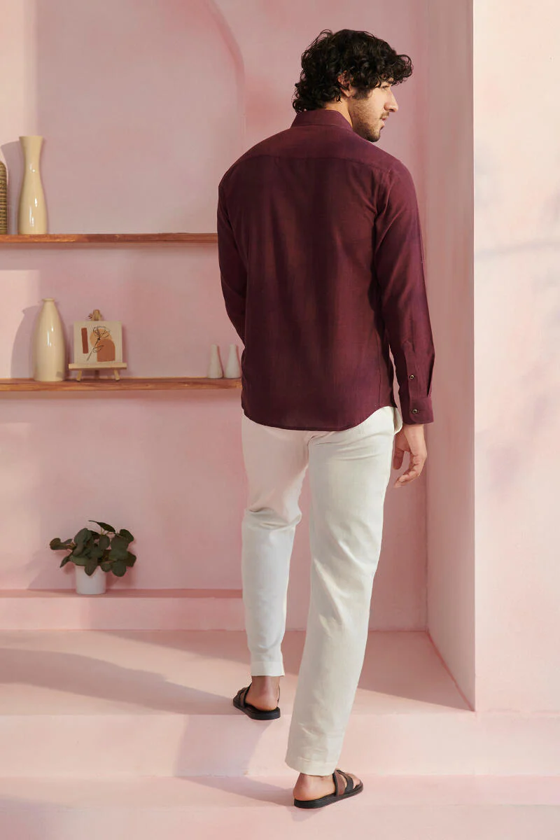 Zaid Wine Handloom Shirt - Image 7