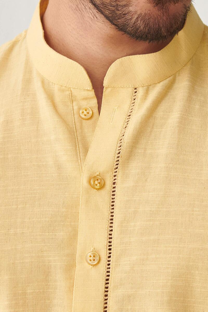 Zaid Yellow Handloom Kurta - Image 2