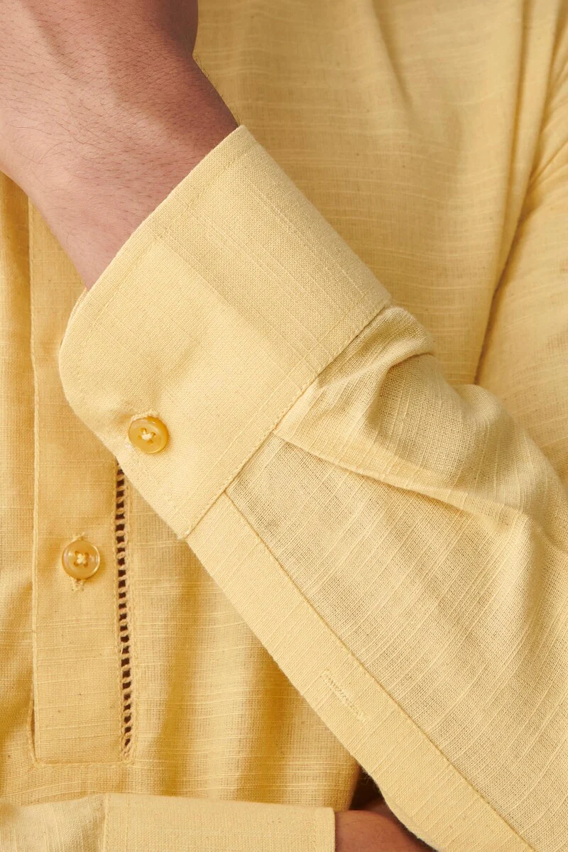 Zaid Yellow Handloom Kurta - Image 4