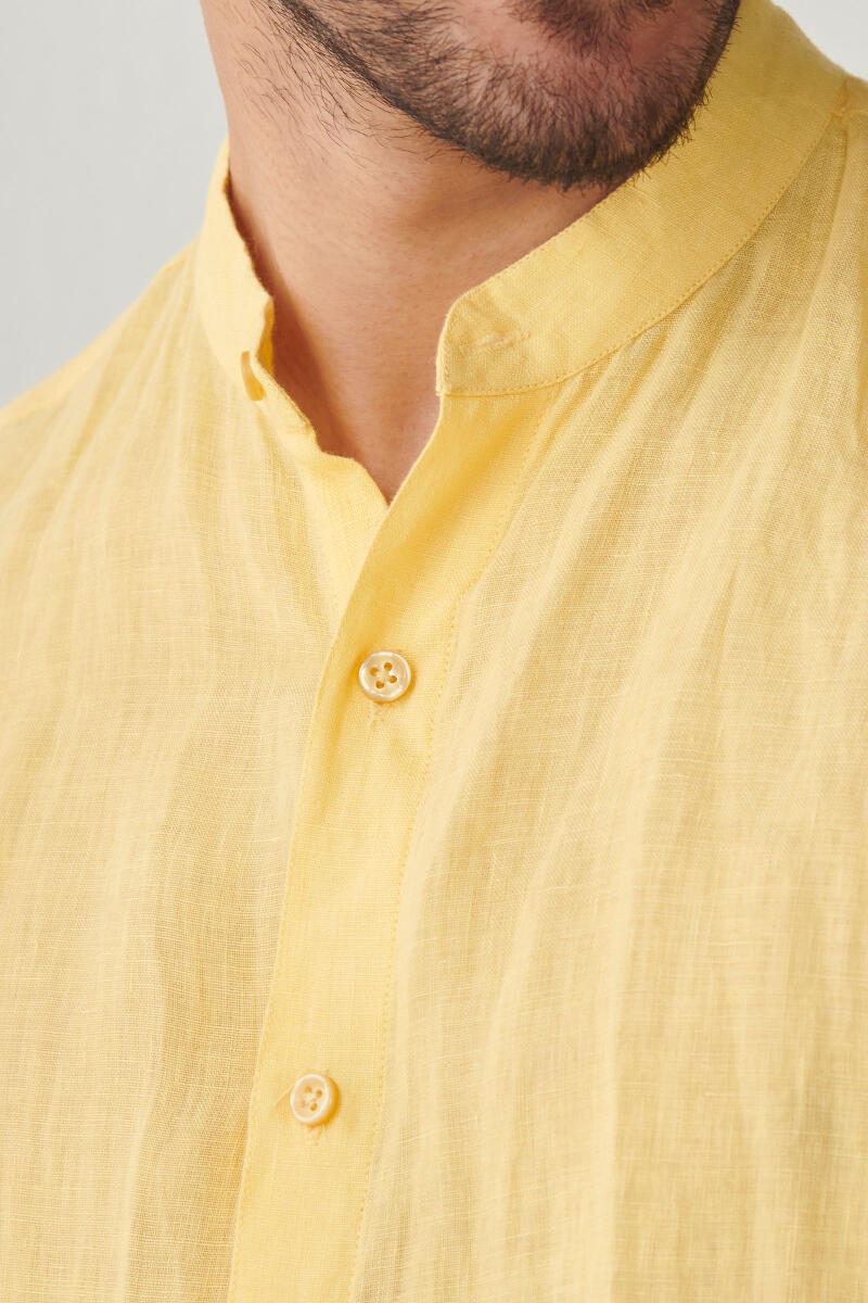 Zaid Yellow Linen Shirt - Image 3