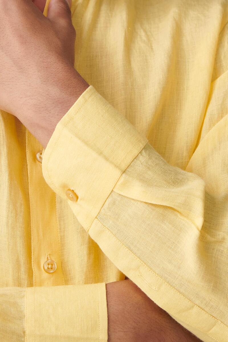 Zaid Yellow Linen Shirt - Image 4