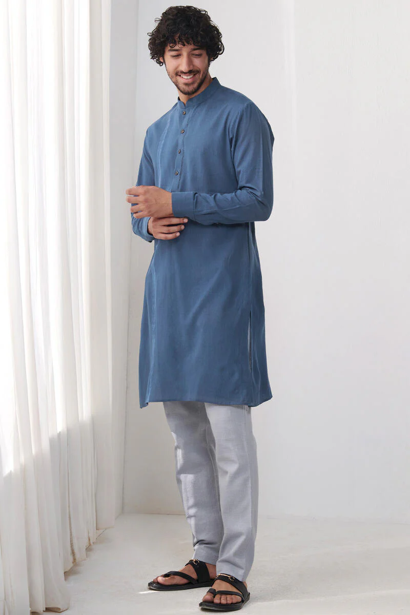 Zaid Zafar Light Blue Handloom Pants - Image 3
