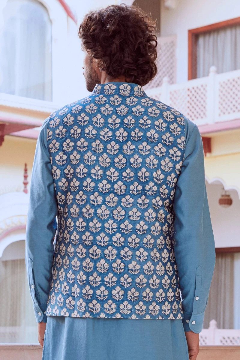 Zain Chanderi Nehru Jacket - Image 5