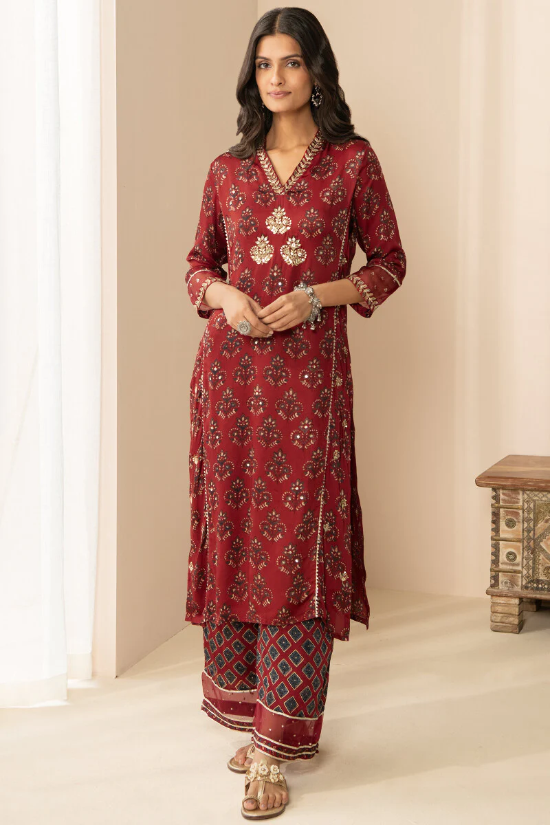 Zubeida Jahanzeb Ajrak Modal Kurta - Image 2